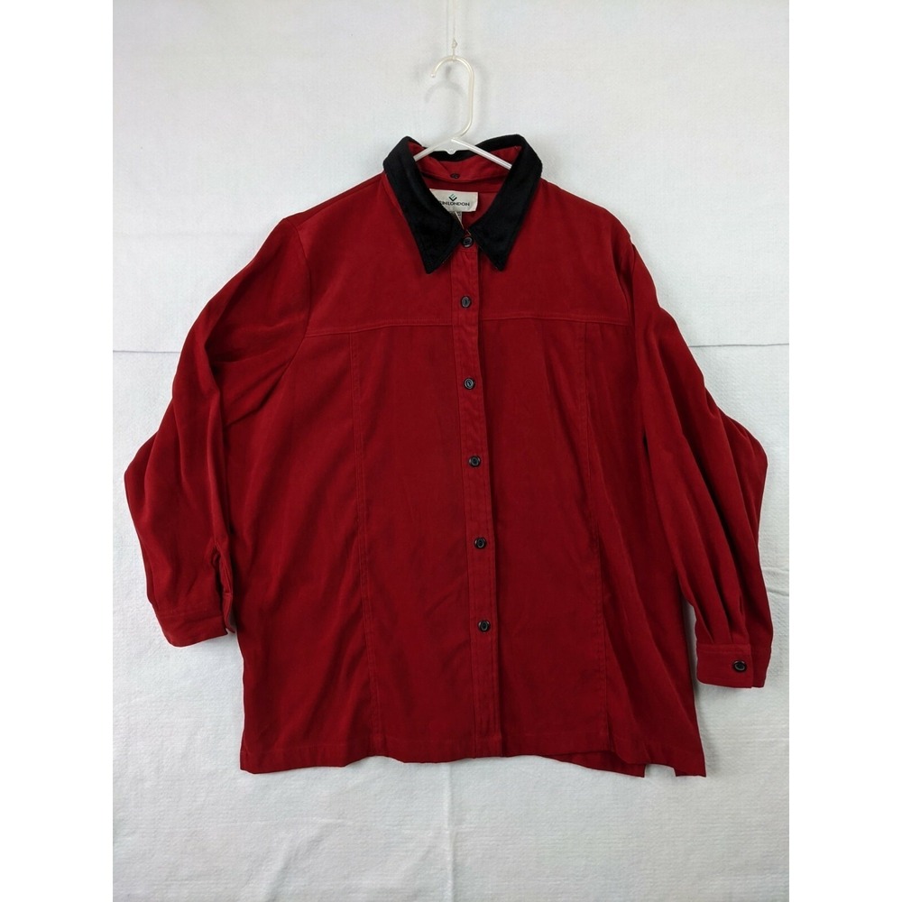 Erin London Womens Shirt Jacket Long Sleeve Removable Collar XXL Red